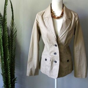 Sonoma 3 button khaki blazer with pockets